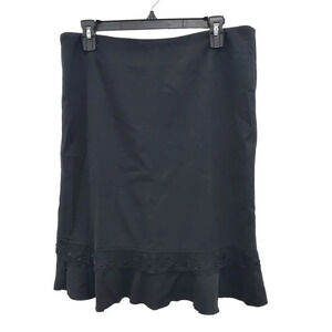 Rampage Women's Y2K‎ Black Ruffle Hem Bow Back Knee Length Skirt Junior's Size 7
